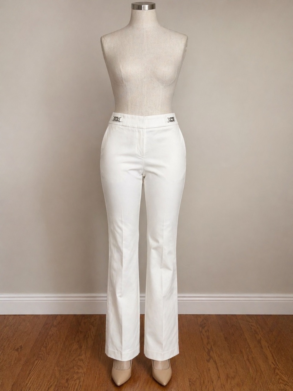 New York & Company White Boot-Cut Flare Pants
